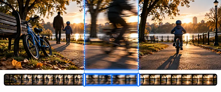 Illustration representing footage before a section is removed